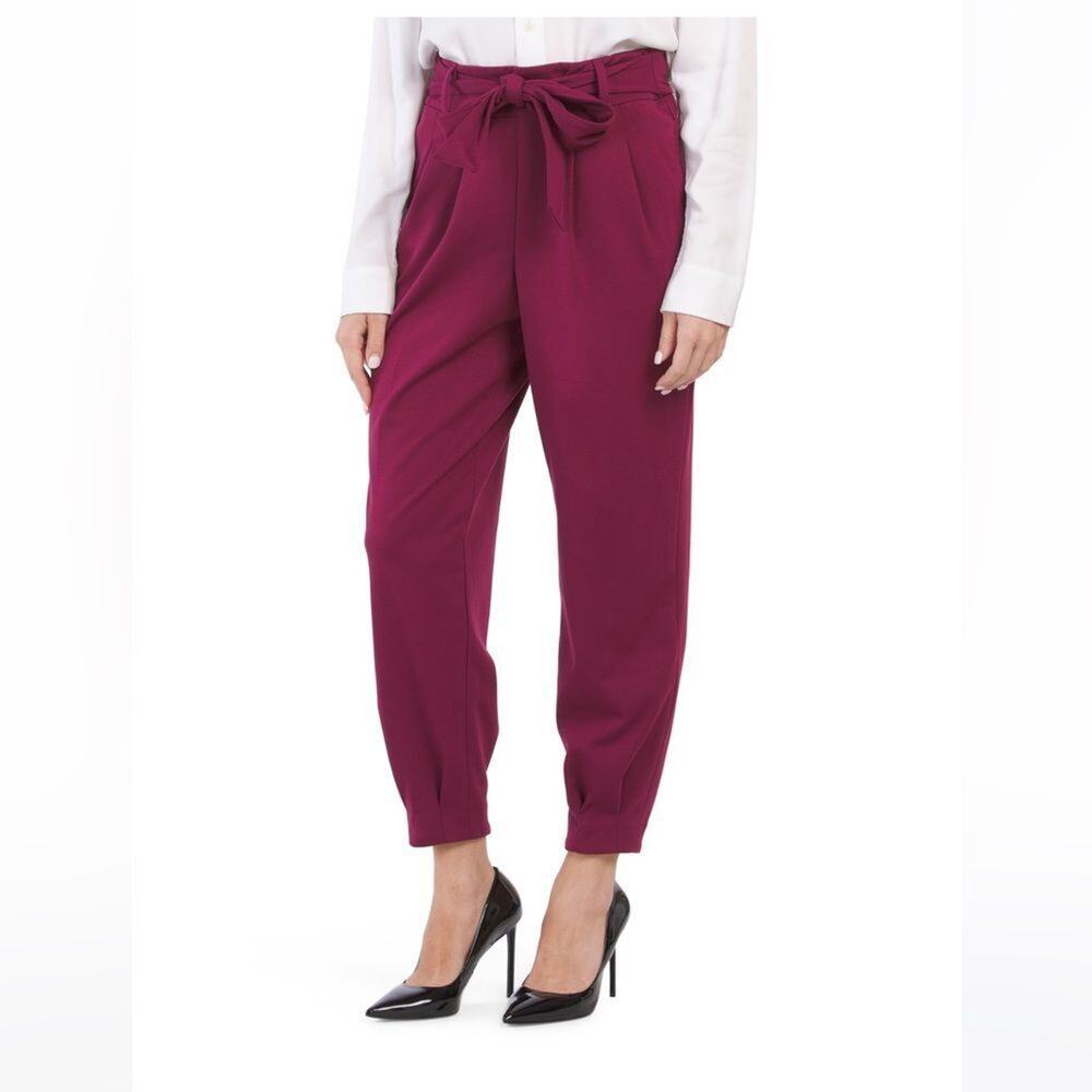Nine West Tie Front Dress Paper Bag Tie Front Joggers Raspberry sz XL